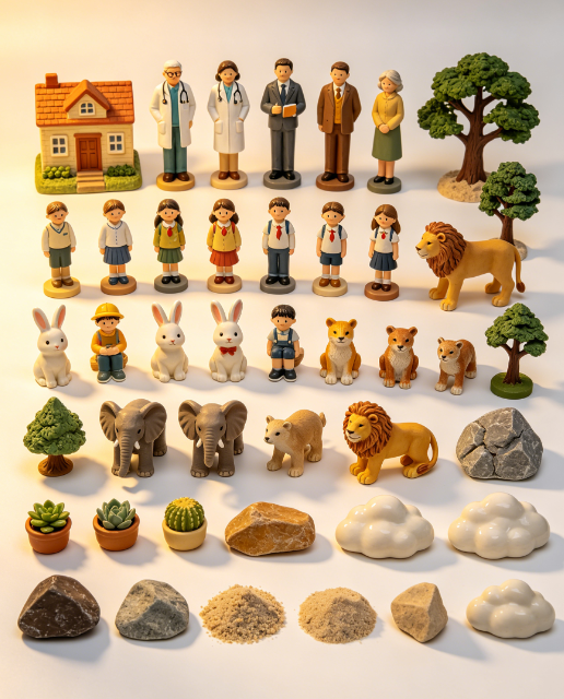 Basic Sand play Miniatures Set (300 pcs)