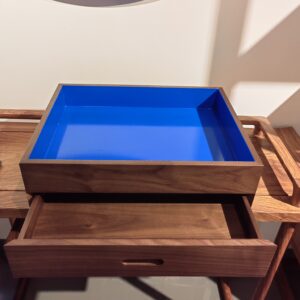 Black walnut wood psychological sandplay tray, rectangular therapeutic sand box with natural wood grain finish